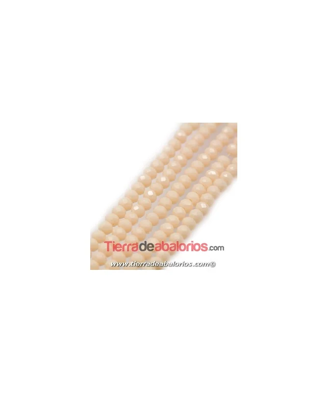 Bola Rondel Facetado 6x4mm Agujero 1mm, Beige