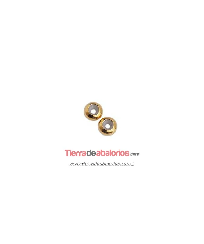 Bola Terminal con Tope de Silicona 8mm Agujero 2mm, Dorada Bola Terminal con Tope de Silicona 8mm Agujero 2mm, Dorada