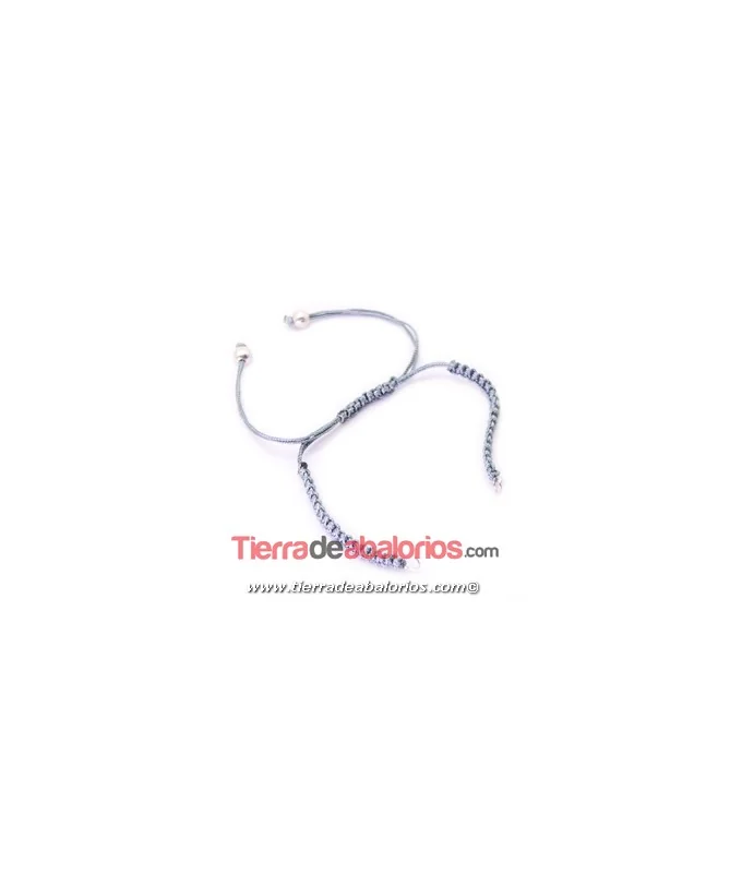 Pulsera Macramé Montada, Gris Plata