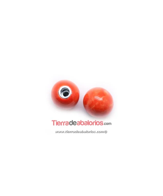 Bola Cerámica 17mm con Rosca para Colgante, Coral