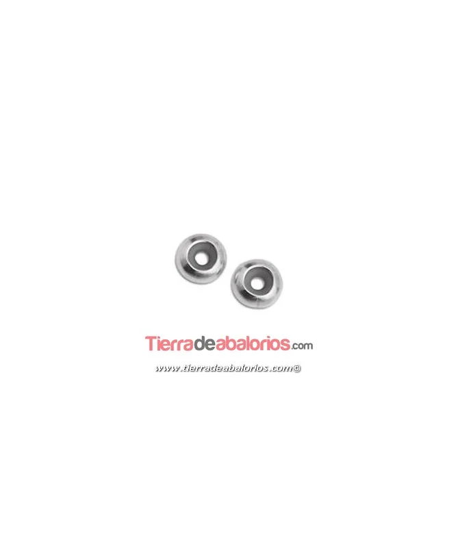 Bola Terminal con Tope de Silicona 8mm Agujero 2mm, Plateada
