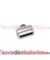 Terminal 12x6mm Agujero 10x2.5mm con Anilla, Plateado