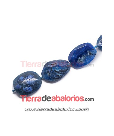 Agata Oval Irregular XL Facetada Azul con Piritas