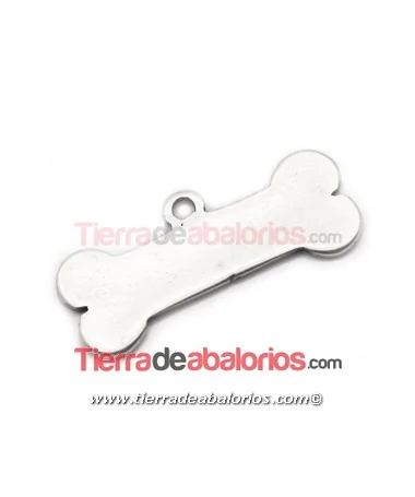 Colgante Hueso 35x15mm con Anilla, Plateado Colgante Hueso 35x15mm con Anilla, Plateado