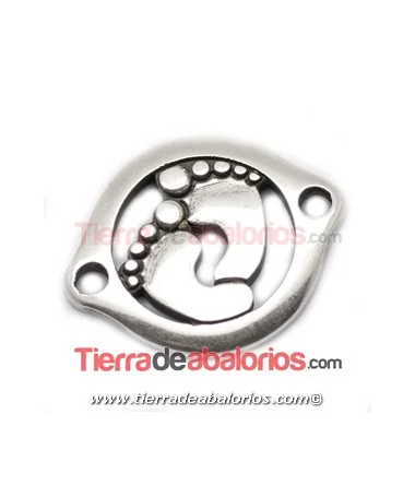 Conector Pies 27x21mm 2 Agujeros 3mm, Plateado Conector Pies 27x21mm 2 Agujeros 3mm, Plateado