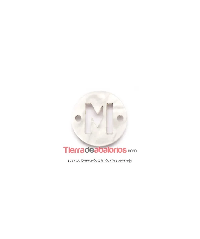 Plexyglass Conector 15mm Letra M, Blanco Nacar