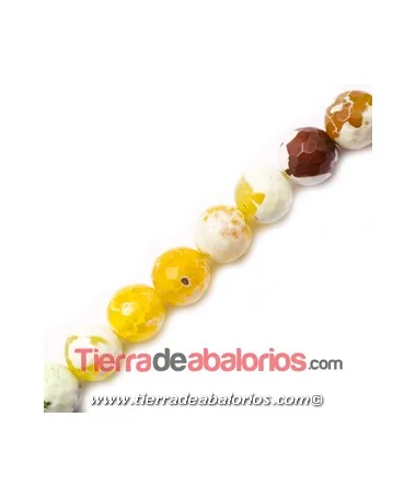 Agata Bandeada Facetada 12mm Agujero 1,8imm Ocre y Blanco