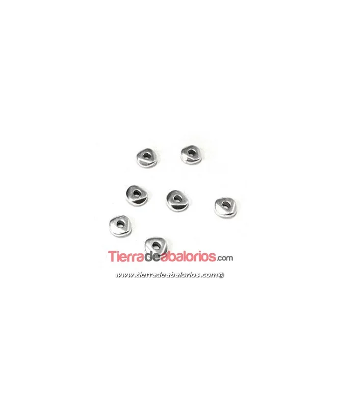 Entrepieza Irregular 5x1,9mm, Agujero 1,4mm, Plateado