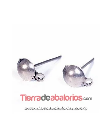 Pendiente Media Bola 4mm, Plata Vieja
