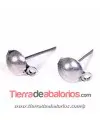 Pendiente Media Bola 4mm, Plata Vieja