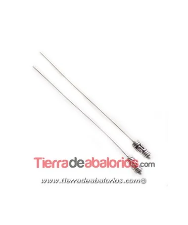Bastón 60mm con Tope Tubo Adorno 7x3mm, Plata de Ley Bastón 60mm con Tope Tubo Adorno 7x3mm, Plata de Ley