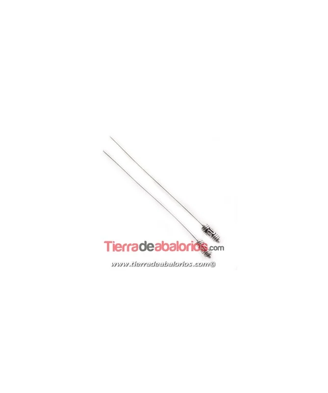 Bastón 60mm con Tope Tubo Adorno 7x3mm, Plata de Ley