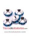 Rondel con Strass 10mm Agujero 5mm Blue Zircon