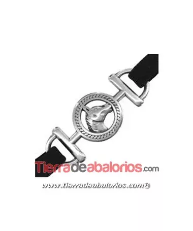 Conector Estribo Caballo 43x17mm, Plateado Conector Estribo Caballo 43x17mm, Plateado
