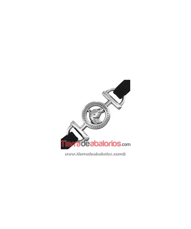 Conector Estribo Caballo 43x17mm, Plateado