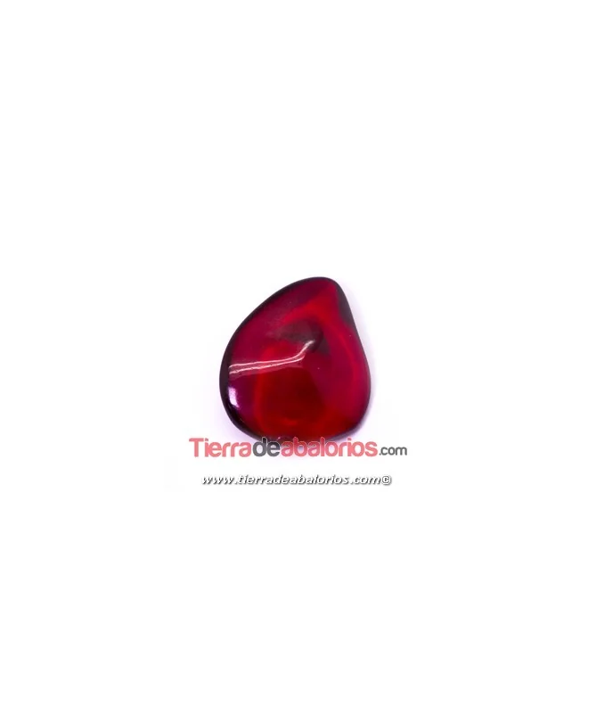 Resina Gota Irregular 21x17mm, Rojo
