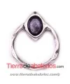 Colgante Aro Irregular 42x34mm Resina Violeta, Plateado
