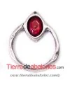 Colgante Aro Irregular 42x34mm Resina Fucsia, Plateado