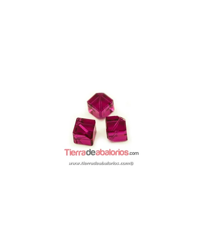 Cubo Diagonal Swarovski 8mm, Fucsia