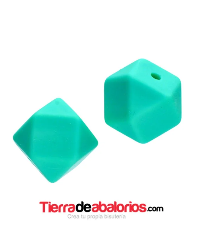 Hexagono Silicona 14mm Agujero 2mm, Turquesa Verde