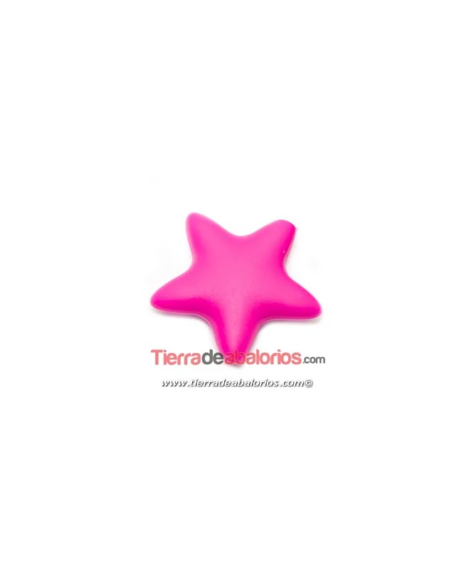 Estrella de Silicona 36x36mm Agujero 2mm, Fucsia Pastel Estrella de Silicona 36x36mm Agujero 2mm, Fucsia Pastel