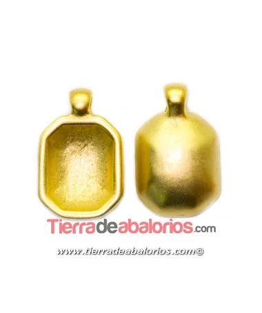 Colgante Octogonal 30x19mm con Anilla, Dorado Matizado