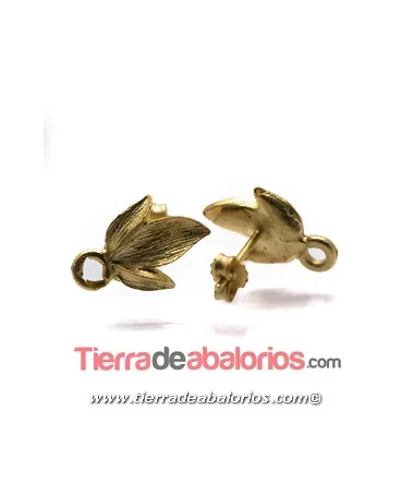 Pendiente 3 Hojas 17x11mm, Dorado Mate