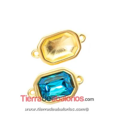 Conector Octogonal 33x19mm con Anilla, Dorado Matizado Conector Octogonal 33x19mm con Anilla, Dorado Matizado