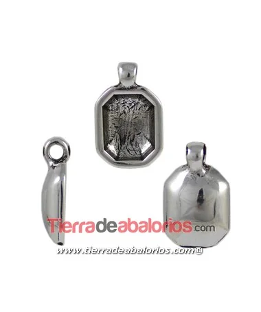 Colgante Octogonal 30x19mm con Anilla, Plateado Colgante Octogonal 30x19mm con Anilla, Plateado