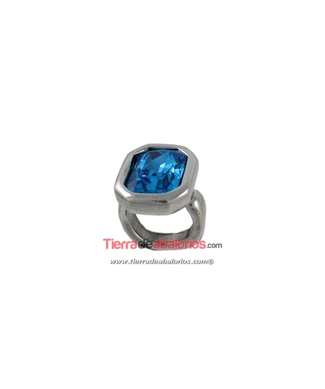 Anillo Ajustable Octogonal 24x19mm, Plateado