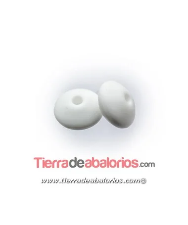 Rondel de Silicona 12x7mm Agujero 2,5mm, Blanco Rondel de Silicona 12x7mm Agujero 2,5mm, Blanco