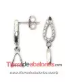 Pendiente Gota 16x6mm con Circonitas, Plata de Ley
