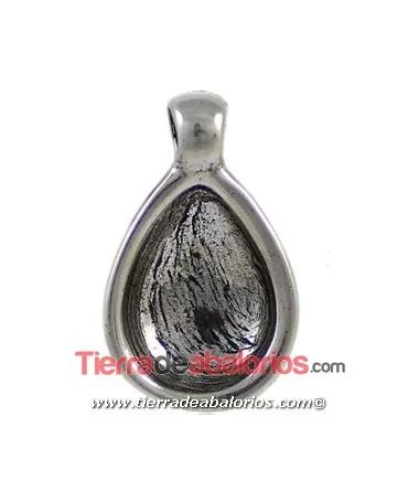 Colgante Gota 28x18mm con Anilla, Plateado