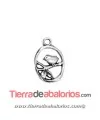 Colgante Pájaro 18x12mm con Anilla, Plateado