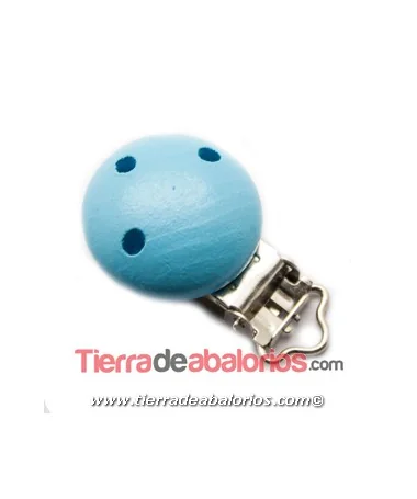 Pinza Chupetero 46x30mm Madera Azul Celeste