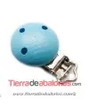Pinza Chupetero 46x30mm Madera Azul Celeste