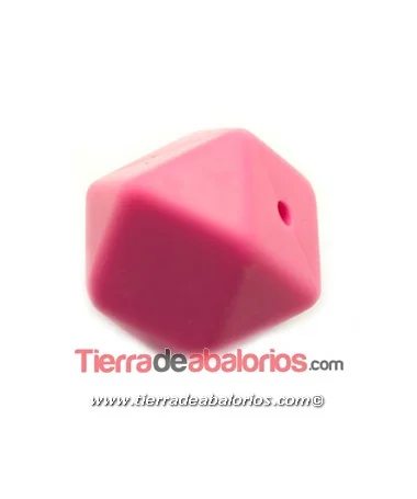 Hexagono Silicona 14mm Agujero 2mm, Fucsia