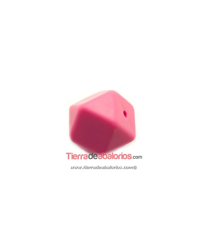 Hexagono Silicona 14mm Agujero 2mm, Fucsia