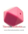 Hexagono Silicona 14mm Agujero 2mm, Fucsia