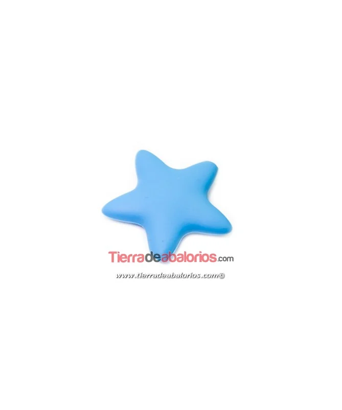 Estrella de Silicona 36x36mm Agujero 2mm, Azul Pastel Estrella de Silicona 36x36mm Agujero 2mm, Azul Pastel