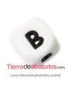 Cubo de Silicona Blanco 12mm Agujero 2mm, Letra B