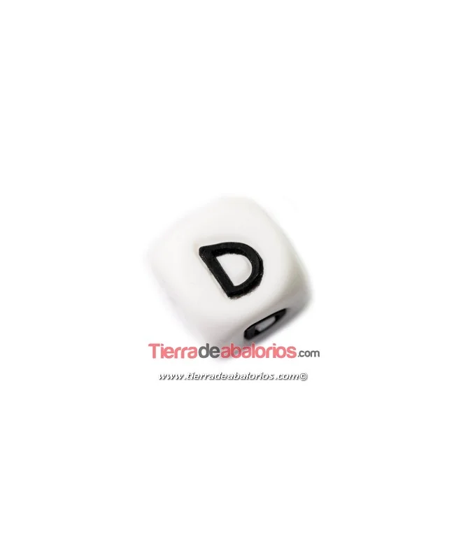 Cubo de Silicona Blanco 12mm Agujero 2mm, Letra D