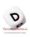 Cubo de Silicona Blanco 12mm Agujero 2mm, Letra D
