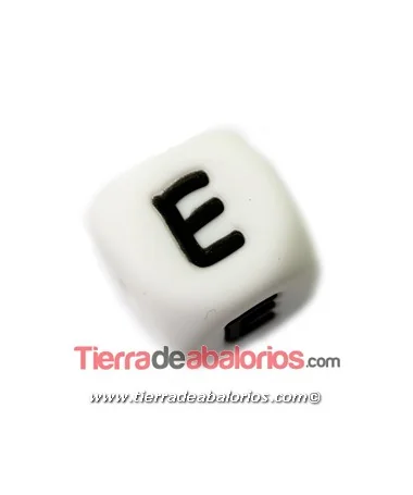 Cubo de Silicona Blanco 12mm Agujero 2mm, Letra E