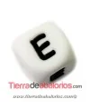 Cubo de Silicona Blanco 12mm Agujero 2mm, Letra E