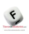 Cubo de Silicona Blanco 12mm Agujero 2mm, Letra F