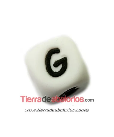 Cubo de Silicona Blanco 12mm Agujero 2mm, Letra G