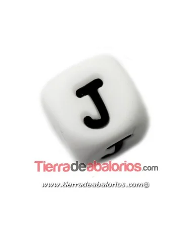 Cubo de Silicona Blanco 12mm Agujero 2mm, Letra J