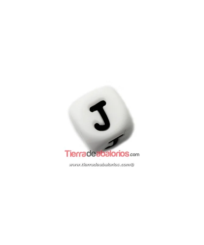 Cubo de Silicona Blanco 12mm Agujero 2mm, Letra J
