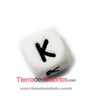 Cubo de Silicona Blanco 12mm Agujero 2mm, Letra K